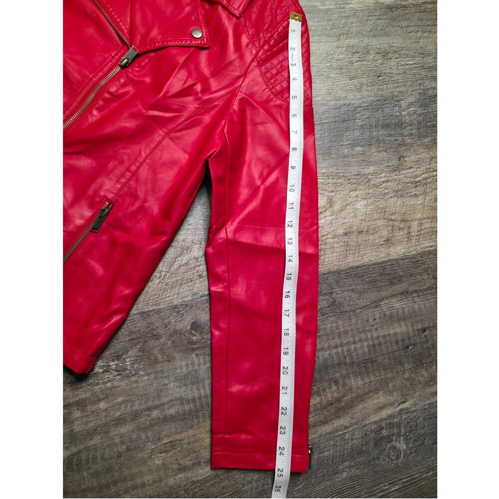 SPYM Faux Leather Moto Biker Jacket Red Quilted Zip NWT XL - Picture 7 of 10